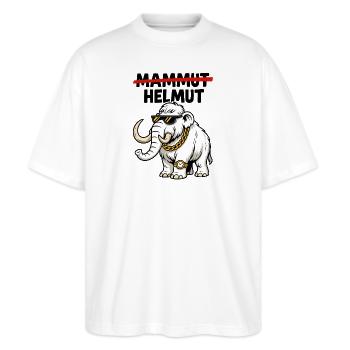 Helmut das Mammut - Stanley/Stella Oversized Unisex Bio T-Shirt Blaster 2.0 - Weiß - Vorne - Alina (178cm) & Michal (187cm)