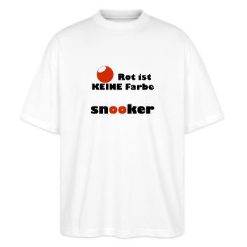 Snooker - Rot ist keine Farbe - Stanley/Stella Oversized Unisex Bio T-Shirt Blaster 2.0 - Weiß - Vorne - Alina (178cm) & Michal (187cm)