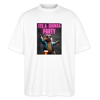 Its a Quokka Party - Stanley/Stella Oversized Unisex Bio T-Shirt Blaster 2.0 - Weiß - Vorne - Alina (178cm) & Michal (187cm)