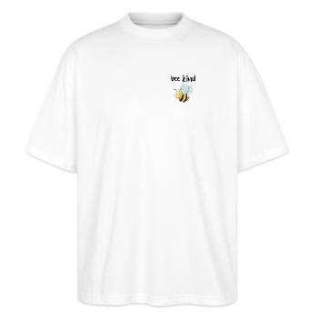 Biene Schule Kind Spruch Geschenk - Stanley/Stella Oversized Unisex Bio T-Shirt Blaster 2.0 - Weiß - Vorne - Alina (178cm) & Michal (187cm)