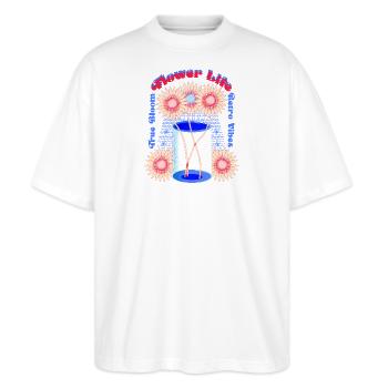 Flower Life - Stanley/Stella Oversized Unisex Bio T-Shirt Blaster 2.0 - Weiß - Vorne - Alina (178cm) & Michal (187cm)