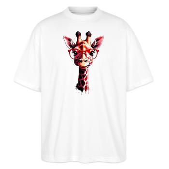 Süße Giraffe mit Brille - Stanley/Stella Oversized Unisex Bio T-Shirt Blaster 2.0 - Weiß - Vorne - Alina (178cm) & Michal (187cm)