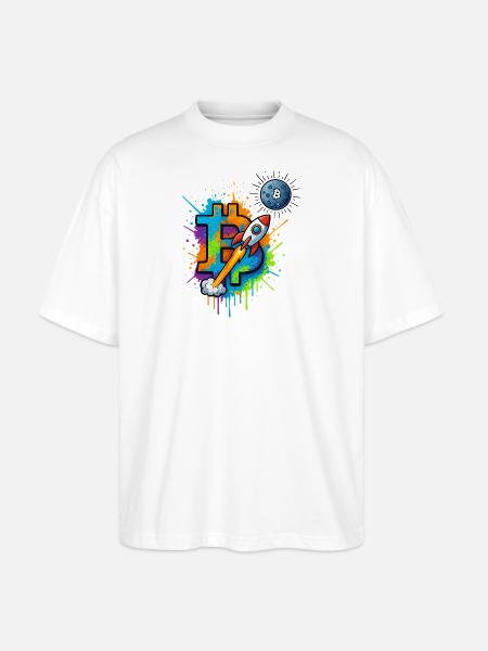 BTC MOON - Stanley/Stella Oversized Unisex Bio T-Shirt Blaster 2.0 - Weiß