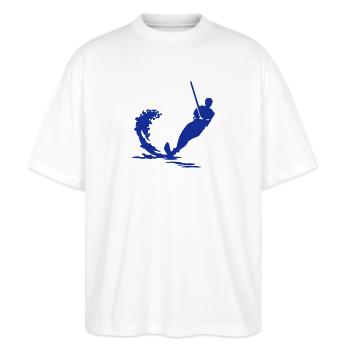 Wasserski - Stanley/Stella Oversized Unisex Bio T-Shirt Blaster 2.0 - Weiß - Vorne - Alina (178cm) & Michal (187cm)