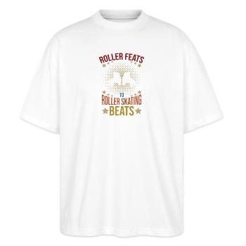 Rollerskater Party Roller Skating Beats Gift Idea - Stanley/Stella Oversized Unisex Bio T-Shirt Blaster 2.0 - Weiß - Vorne - Alina (178cm) & Michal (187cm)