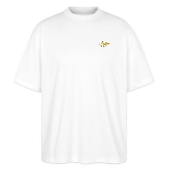 Stern bestickt - Stanley/Stella Oversized Unisex Bio T-Shirt Blaster 2.0 - Weiß - Vorne - Alina (178cm) & Michal (187cm)