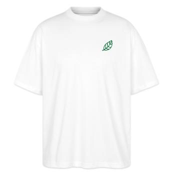 Blatt bestickt - Stanley/Stella Oversized Unisex Bio T-Shirt Blaster 2.0 - Weiß - Vorne - Alina (178cm) & Michal (187cm)