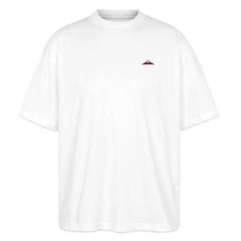 Fujiyama - Stanley/Stella Oversized Unisex Bio T-Shirt Blaster 2.0 - Weiß - Vorne - Alina (178cm) & Michal (187cm)