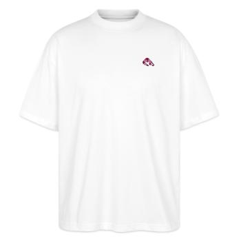 Shrimp bestickt - Stanley/Stella Oversized Unisex Bio T-Shirt Blaster 2.0 - Weiß - Vorne - Alina (178cm) & Michal (187cm)