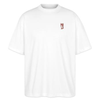 Eule - Stanley/Stella Oversized Unisex Bio T-Shirt Blaster 2.0 - Weiß - Vorne - Alina (178cm) & Michal (187cm)