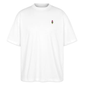 Eis am Stiel - Stanley/Stella Oversized Unisex Bio T-Shirt Blaster 2.0 - Weiß - Vorne - Alina (178cm) & Michal (187cm)
