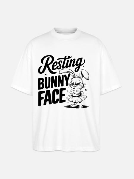 Resting Bunny Face - Stanley/Stella Oversized Unisex Organic T-shirt Blaster 2.0 - white