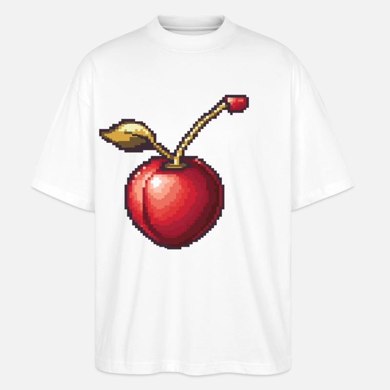 Kirsche Pixel Symbol - Stanley/Stella Oversized Unisex Bio T-Shirt Blaster 2.0 - Weiß