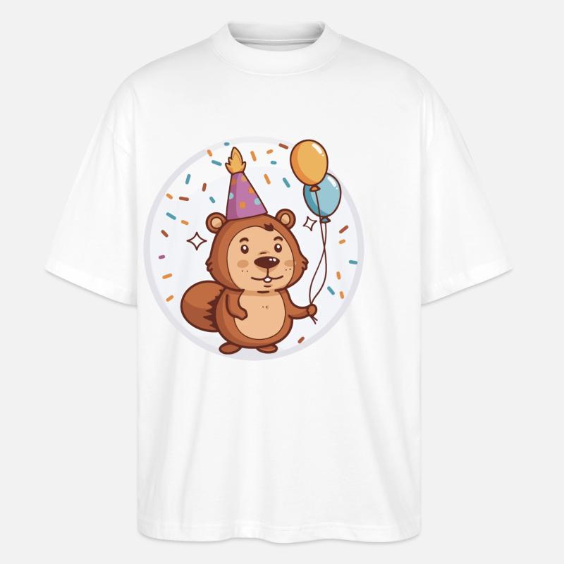 Bébé d’anniversaire de castor - T-shirt bio Blaster 2.0 coupe oversize Stanley/Stella Unisexe - blanc
