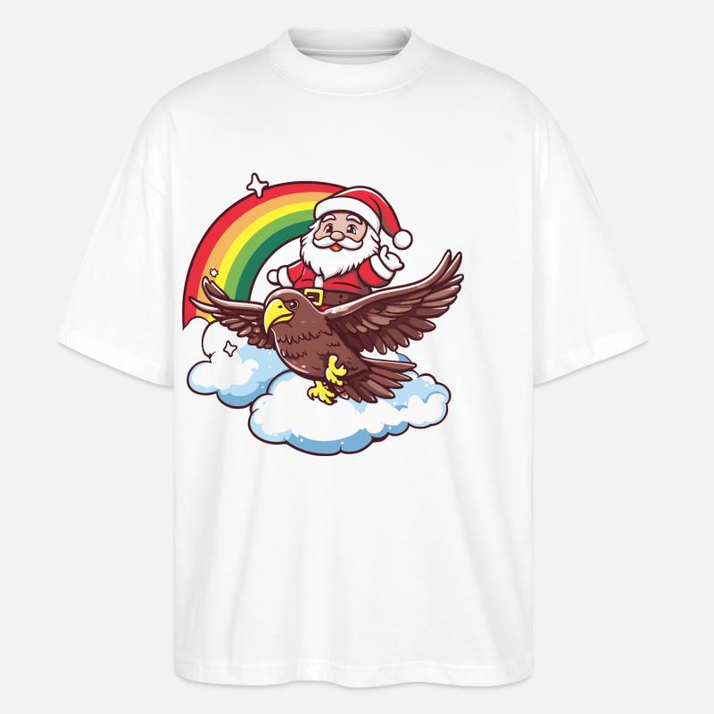 Adler Weihnachtsmann Regenbogen - Stanley/Stella Oversized Unisex Bio T-Shirt Blaster 2.0 - Weiß