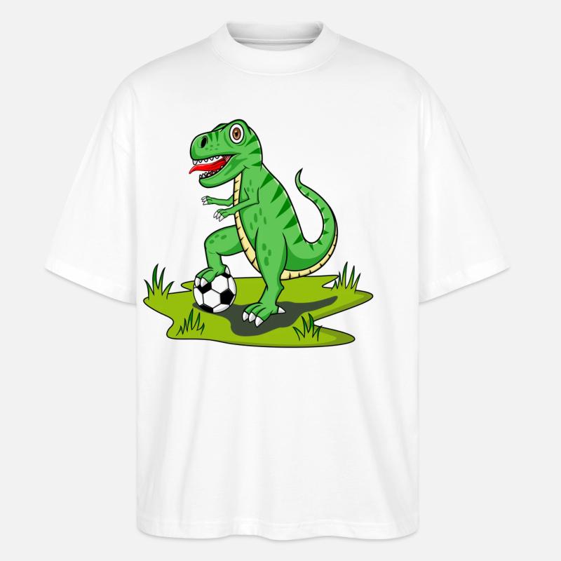 Dinosaurier Rex Fußball - Stanley/Stella Oversized Unisex Bio T-Shirt Blaster 2.0 - Weiß