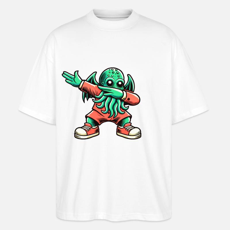 Lustiger Dabbender Cthulhu Dabbing Design - Stanley/Stella Oversized Unisex Bio T-Shirt Blaster 2.0 - Weiß