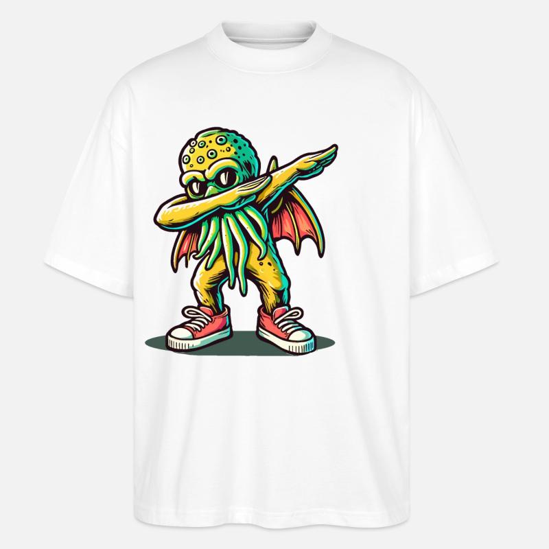 Dabbing drôle Cthulhu Dabbing Design - T-shirt bio Blaster 2.0 coupe oversize Stanley/Stella Unisexe - blanc