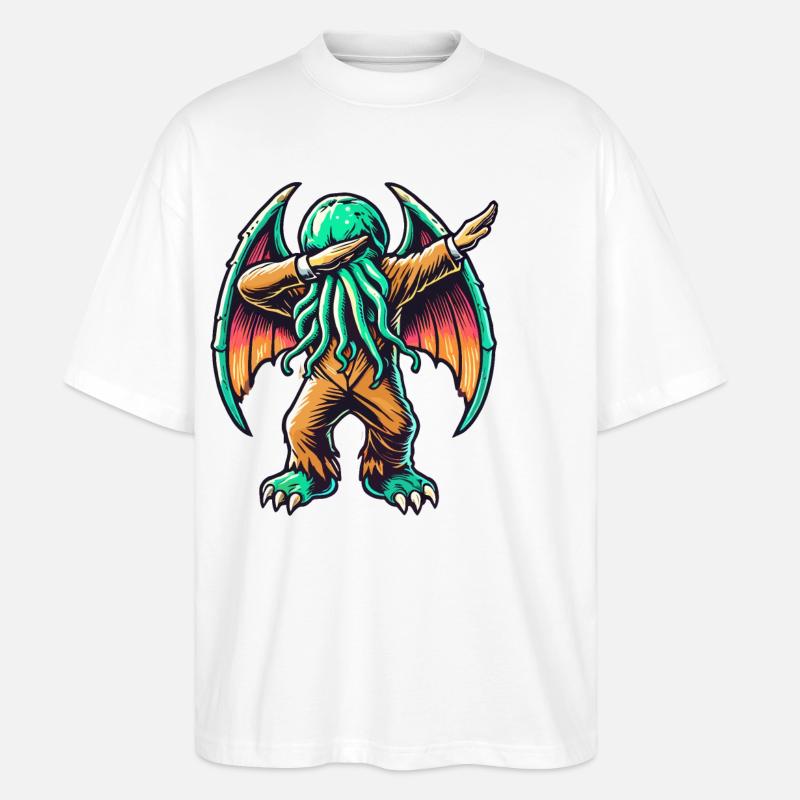 Dabbing drôle Cthulhu Dabbing Design - T-shirt bio Blaster 2.0 coupe oversize Stanley/Stella Unisexe - blanc
