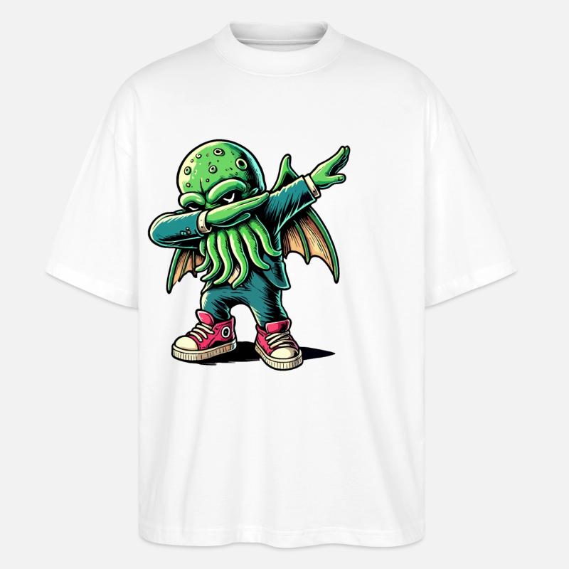 Lustiger Dabbender Cthulhu Dabbing Design - Stanley/Stella Oversized Unisex Bio T-Shirt Blaster 2.0 - Weiß