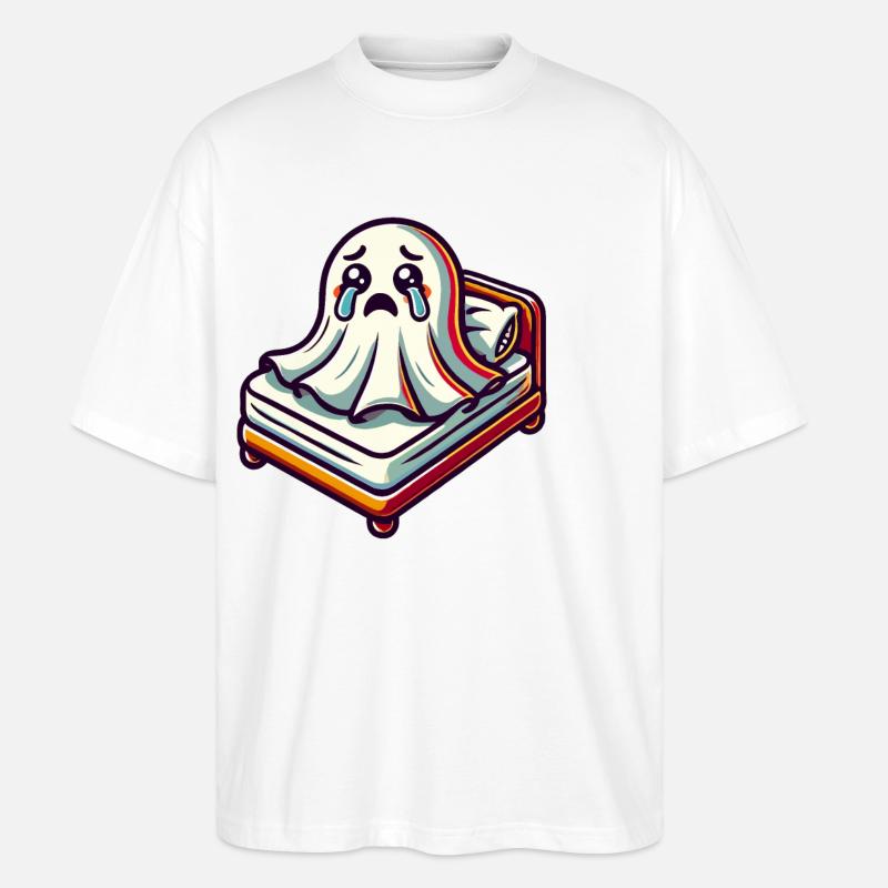 Sad Ghost Funny Ghost Design - Stanley/Stella Oversized Unisex Organic T-shirt Blaster 2.0 - white
