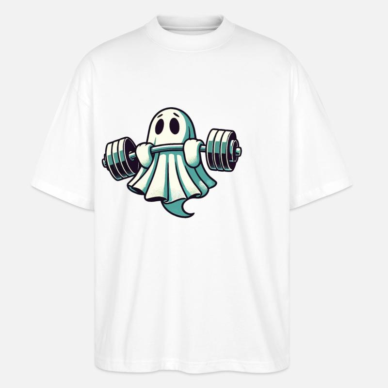 Musculation Ghost Drôle Gym Ghost - T-shirt bio Blaster 2.0 coupe oversize Stanley/Stella Unisexe - blanc