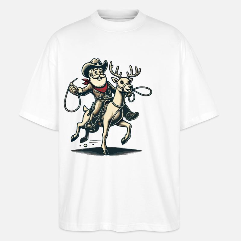 Weihnachtsmann Cowboy Reiter Abenteuer - Stanley/Stella Oversized Unisex Bio T-Shirt Blaster 2.0 - Weiß