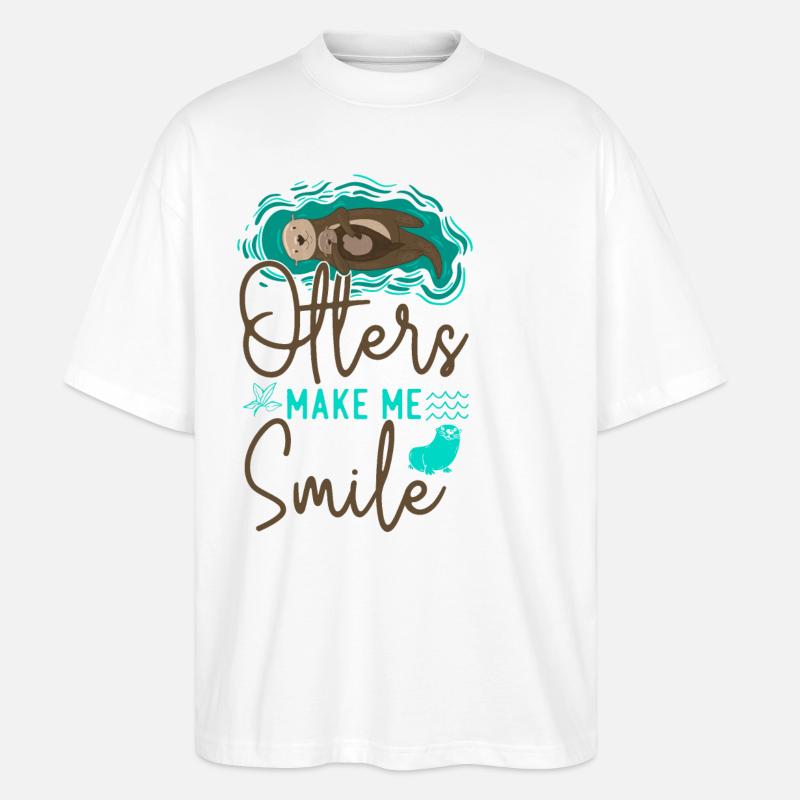 Otter Otters Make Me Smile - Stanley/Stella Oversized Unisex Bio T-Shirt Blaster 2.0 - Weiß