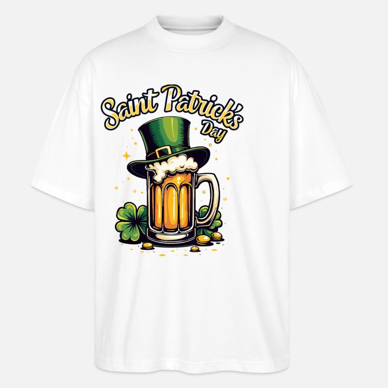 St Patrick`s Day Bier - Stanley/Stella Oversized Unisex Bio T-Shirt Blaster 2.0 - Weiß