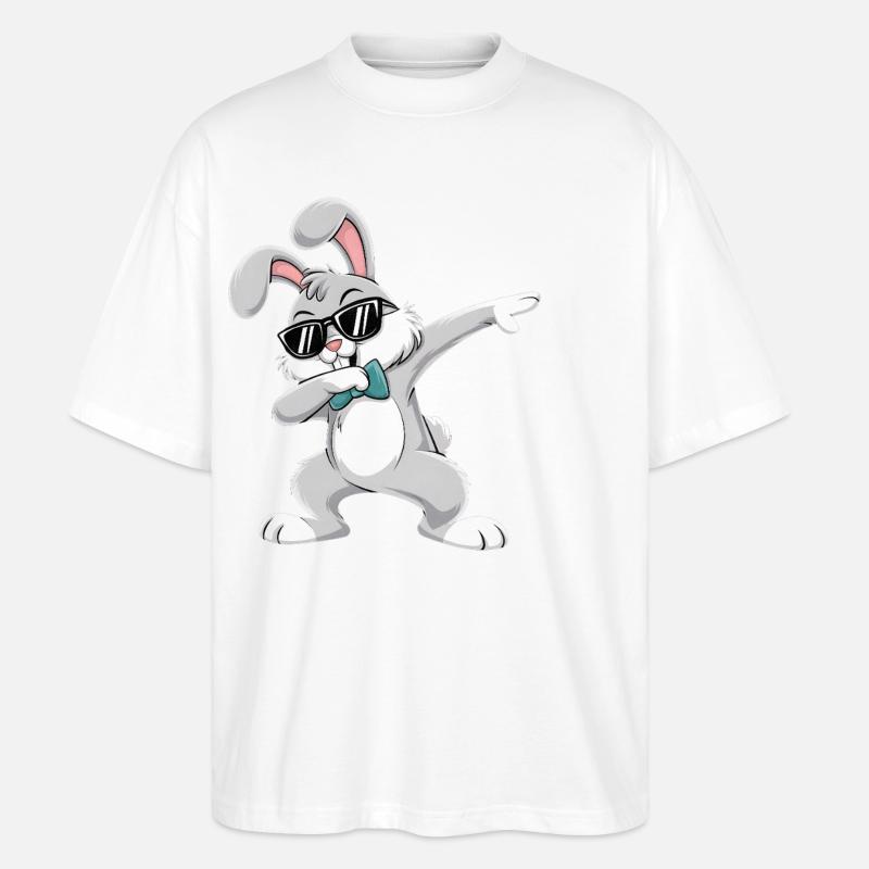 Doublage Lapin Joyeuses Pâques - T-shirt bio Blaster 2.0 coupe oversize Stanley/Stella Unisexe - blanc