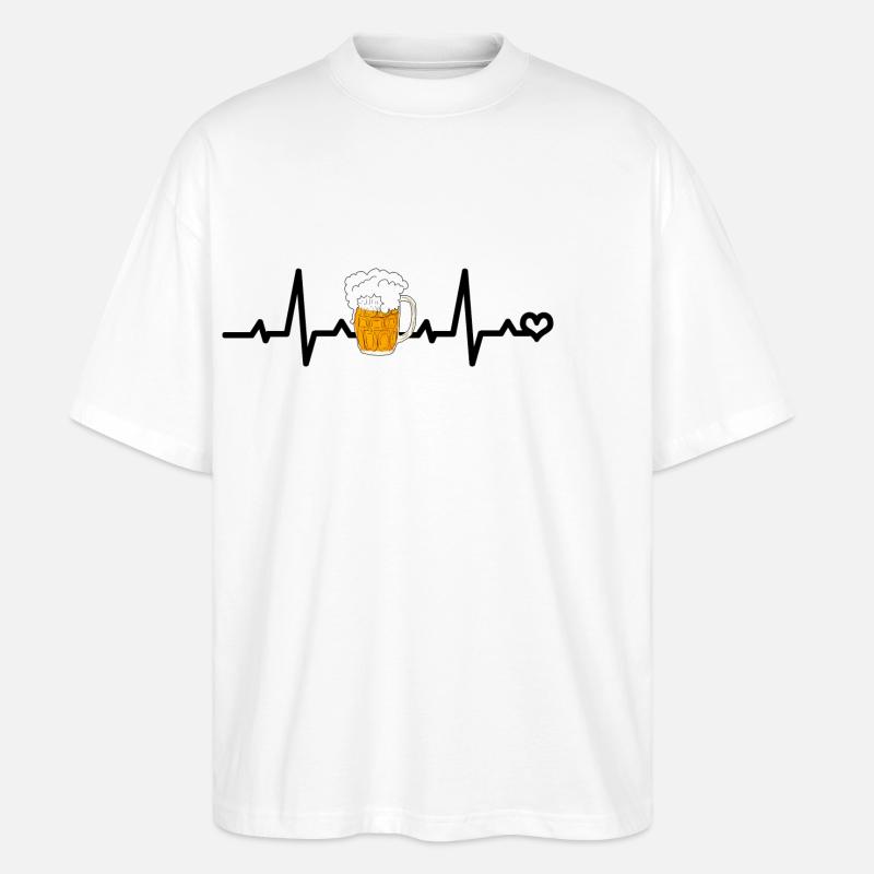 Bier EKG - Stanley/Stella Oversized Unisex Bio T-Shirt Blaster 2.0 - Weiß