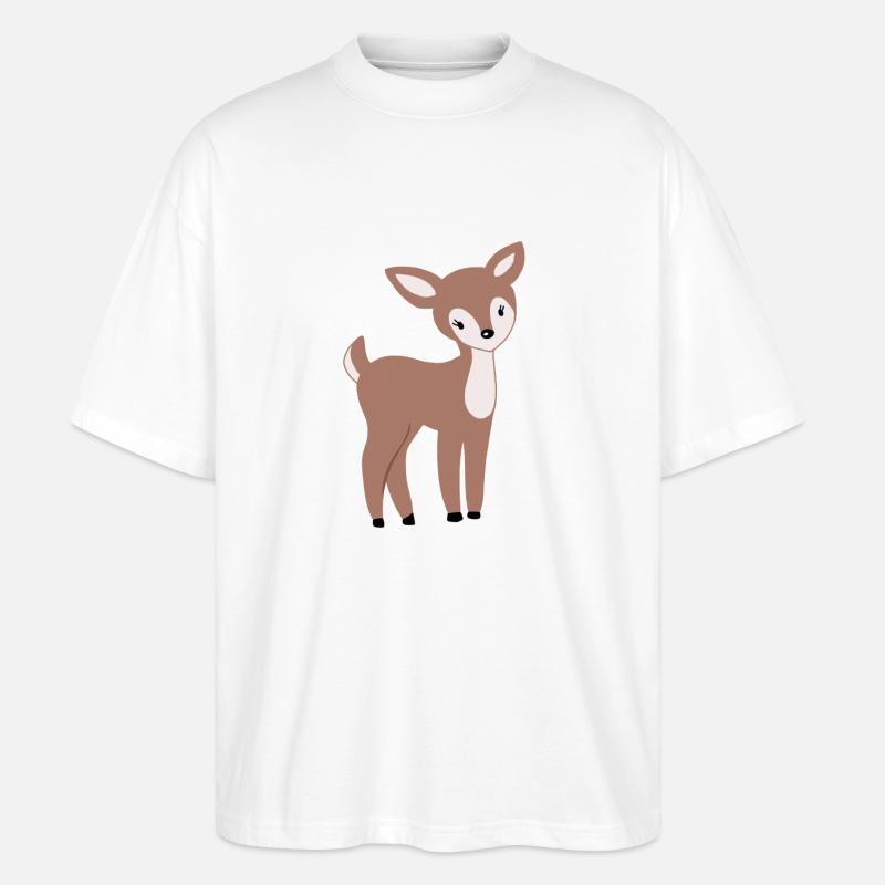Süßes Rehkitz Bambi - Stanley/Stella Oversized Unisex Bio T-Shirt Blaster 2.0 - Weiß