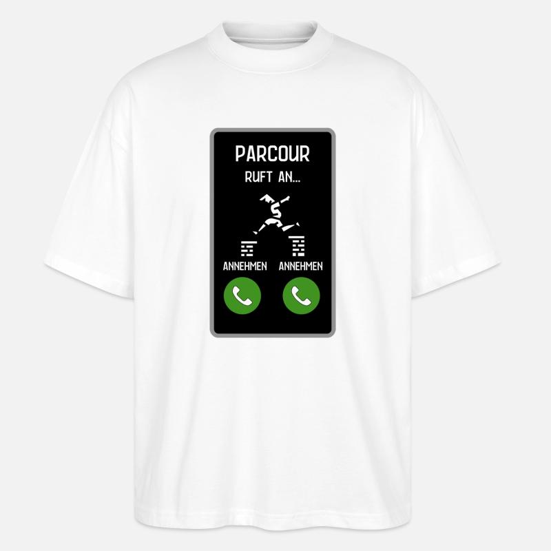 Parcour ruft an - Stanley/Stella Oversized Unisex Bio T-Shirt Blaster 2.0 - Weiß
