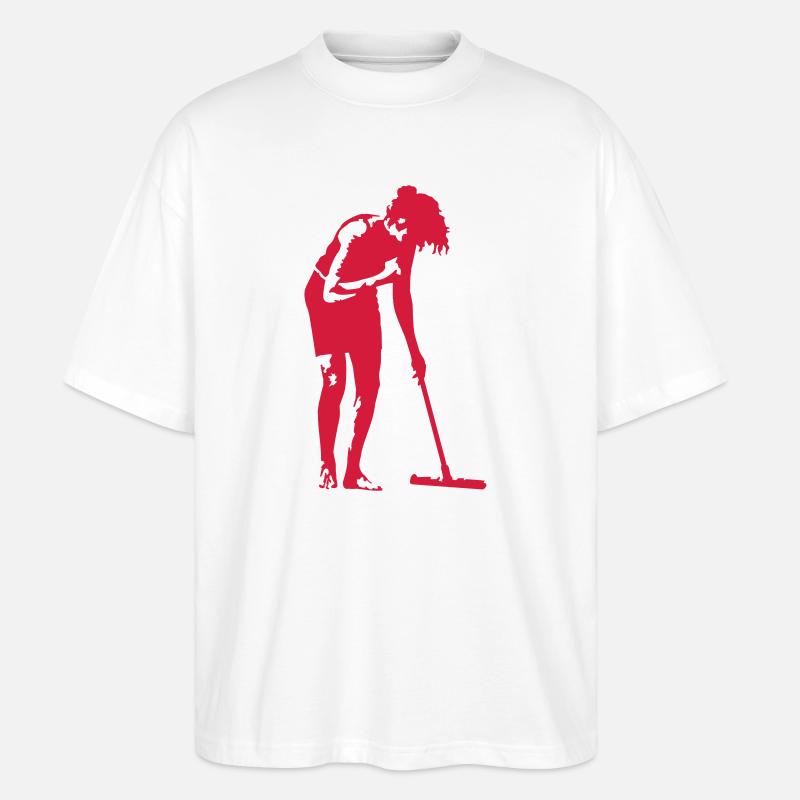 Frau beim Putzen - Stanley/Stella Oversized Unisex Bio T-Shirt Blaster 2.0 - Weiß