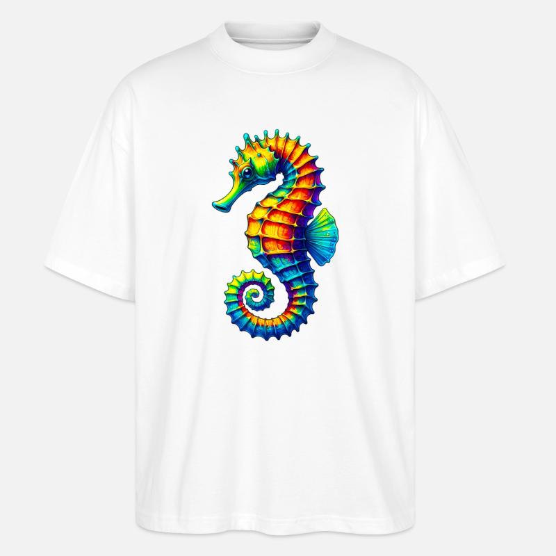 Seepferdchen - Stanley/Stella Oversized Unisex Bio T-Shirt Blaster 2.0 - Weiß