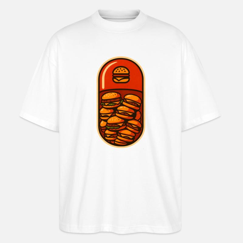 Lustiges Hamburger Stack Lover Design - Stanley/Stella Oversized Unisex Bio T-Shirt Blaster 2.0 - Weiß