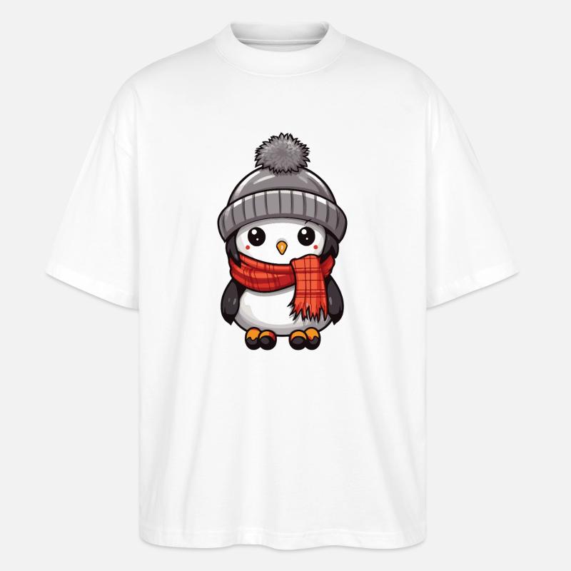 Pinguin Winter Tier Baby Comic - Stanley/Stella Oversized Unisex Bio T-Shirt Blaster 2.0 - Weiß
