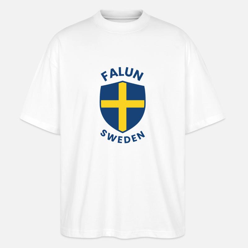 Falun Sweden Shield Tee - Stanley/Stella Oversized Unisex Bio T-Shirt Blaster 2.0 - Weiß
