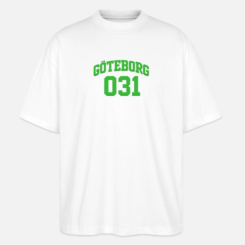 Göteborg 031 Grün Blocktext - Stanley/Stella Oversized Unisex Bio T-Shirt Blaster 2.0 - Weiß