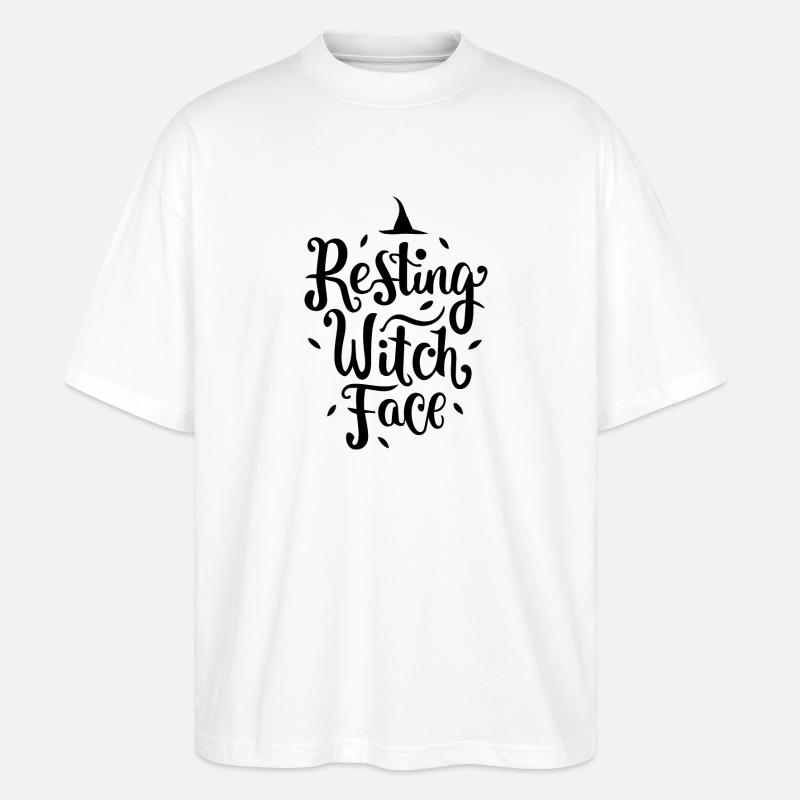 Ruhendes Hexengesicht - Stanley/Stella Oversized Unisex Bio T-Shirt Blaster 2.0 - Weiß
