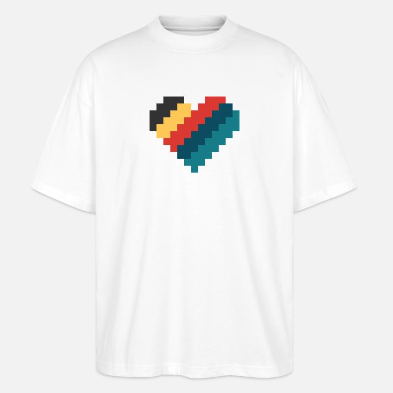 Retro Pixel Herz - Stanley/Stella Oversized Unisex Bio T-Shirt Blaster 2.0 - Weiß