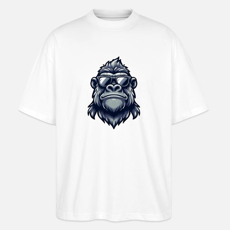 Coole Gorille Sonnenbrille Affe - Stanley/Stella Oversized Unisex Bio T-Shirt Blaster 2.0 - Weiß