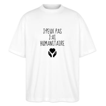 Bénévole / Humanitaire / Solidaire / Aide - T-shirt bio Blaster 2.0 coupe oversize Stanley/Stella Unisexe - blanc - Devant - Alina (178cm) & Michal (187cm)