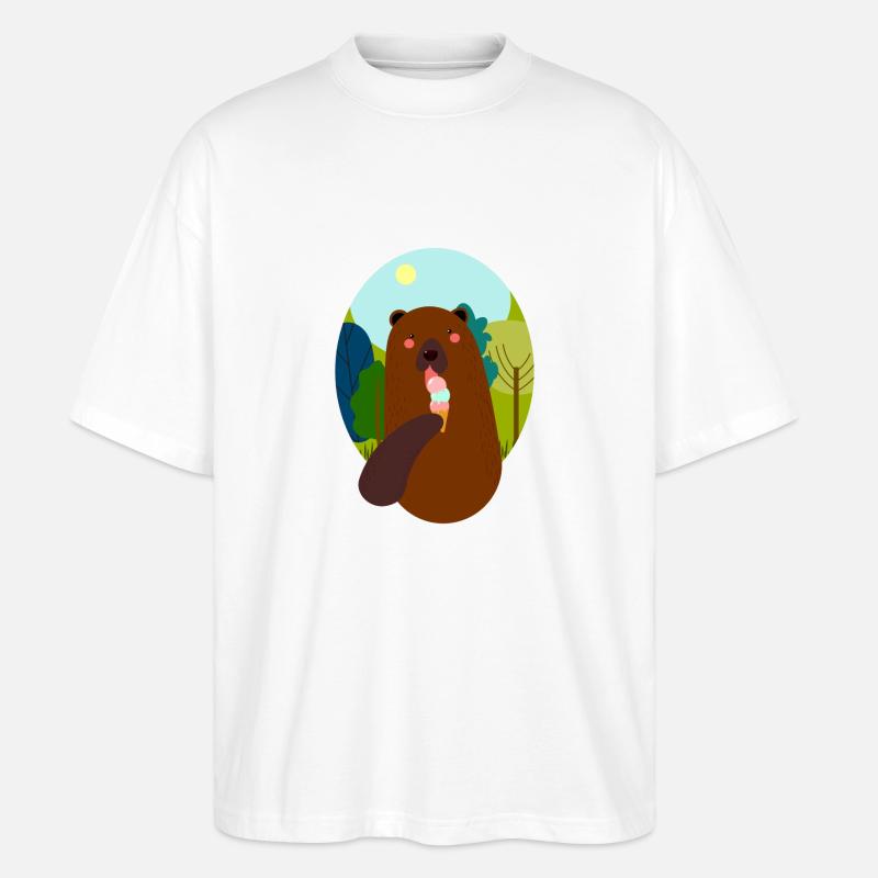 Bear with ice - Stanley/Stella Oversized Unisex Organic T-shirt Blaster 2.0 - white