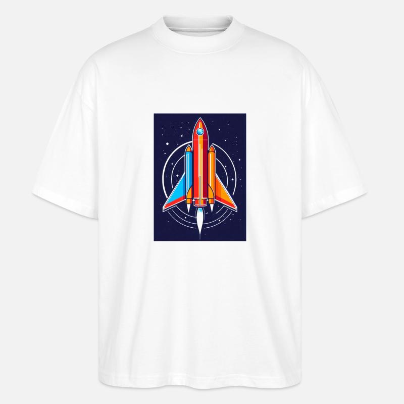 Fusée conquête spatiale - T-shirt bio Blaster 2.0 coupe oversize Stanley/Stella Unisexe - blanc