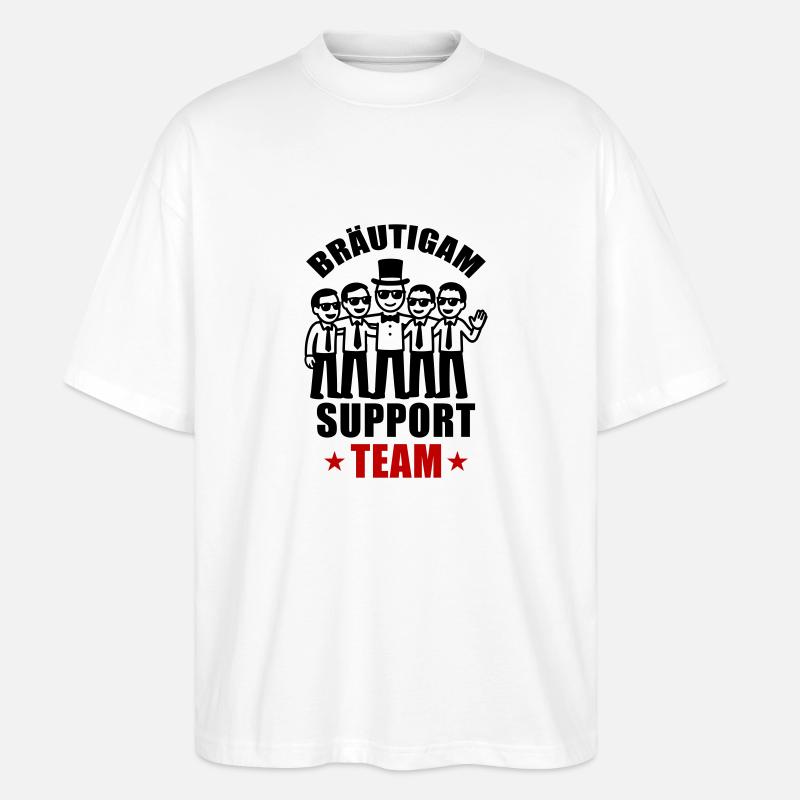 Bräutigam Support Team Hochzeit - Stanley/Stella Oversized Unisex Bio T-Shirt Blaster 2.0 - Weiß