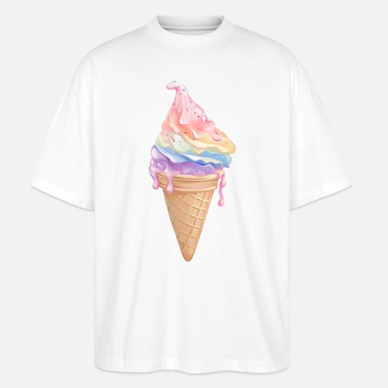 Pastell-Regenbogen-Eis - Stanley/Stella Oversized Unisex Bio T-Shirt Blaster 2.0 - Weiß