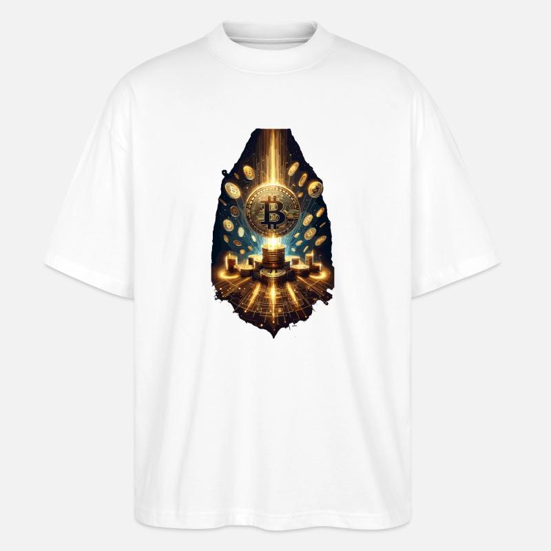 Explosion de Bitcoin Œuvre d’art numérique - T-shirt bio Blaster 2.0 coupe oversize Stanley/Stella Unisexe - blanc