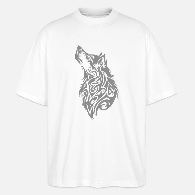 Nordischer Wolf Tribal Tattoo - Stanley/Stella Oversized Unisex Bio T-Shirt Blaster 2.0 - Weiß