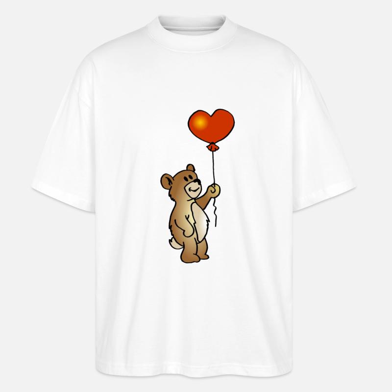 Teddy avec le coeur - T-shirt bio Blaster 2.0 coupe oversize Stanley/Stella Unisexe - blanc